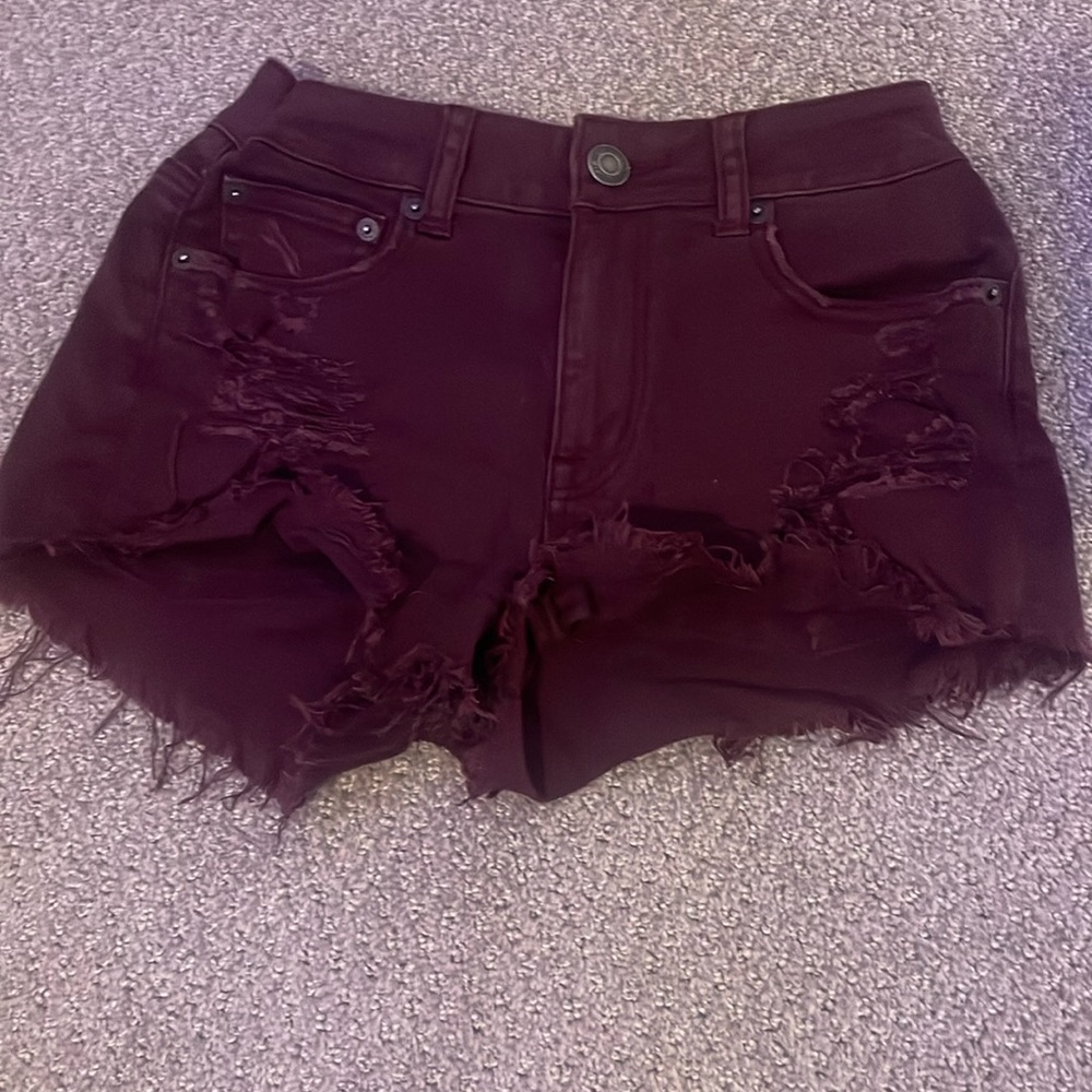 RED AMERICAN EAGLE JEAN SHORTS